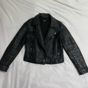Topshop Pebbled Leather Biker Jacket
